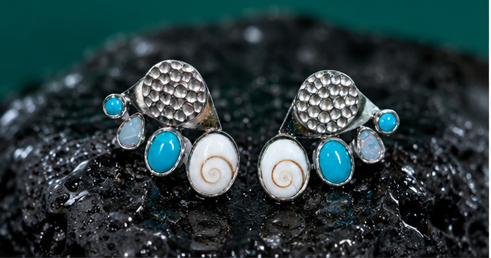 Shiva Shell Hammered Studs