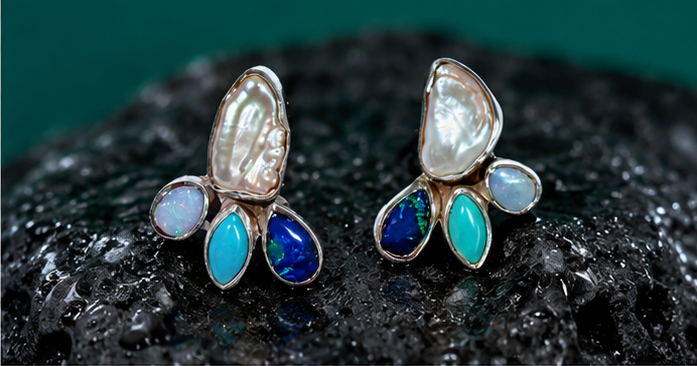 Baroque Pearl Opal Studs