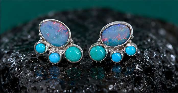 Opal Turquoise Orbit Studs