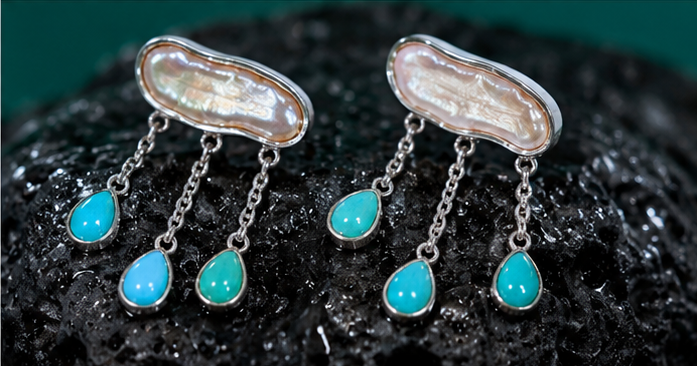 Pearl Chain Drop Earrings